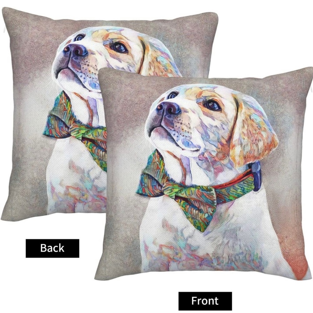 1Pc Colorful Abstract Art‎ Portrait of Cute Labrador Linen Throw Pillow Cover